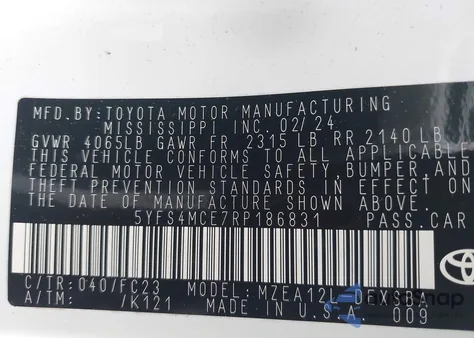 2024 Toyota Corolla Se from USA, damaged, VIN 5YFS4MCE7RP186831